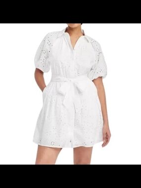 a new day White Eyelet Puff-Sleeve Mini Dress